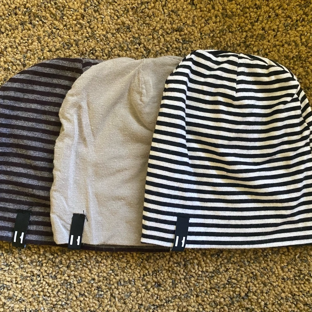 Striped and Solid Kids Beanie Set size 0-3